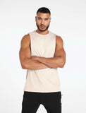 Bodybuilding 'Cut off' Tank / Beige-Stringers & Tanks-Mens