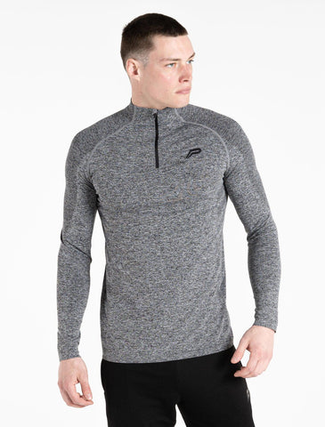 Intensity Seamless ¼ Zip / Charcoal Marl-Jackets & Hoodies-Mens