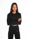 ADAPT Seamless Long Sleeve Crop Top / Blackout-T-Shirts & Tops-Womens
