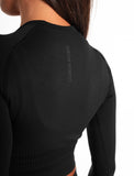 ADAPT Seamless Long Sleeve Crop Top / Blackout-T-Shirts & Tops-Womens