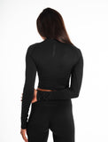 ADAPT Seamless Long Sleeve Crop Top / Blackout-T-Shirts & Tops-Womens
