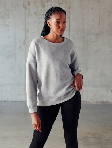 Boyfriend Sweater / Grey Marl-Jackets & Hoodies-Womens