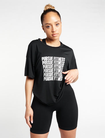 Boyfriend T-Shirt / Black-T-Shirts & Tops-Womens