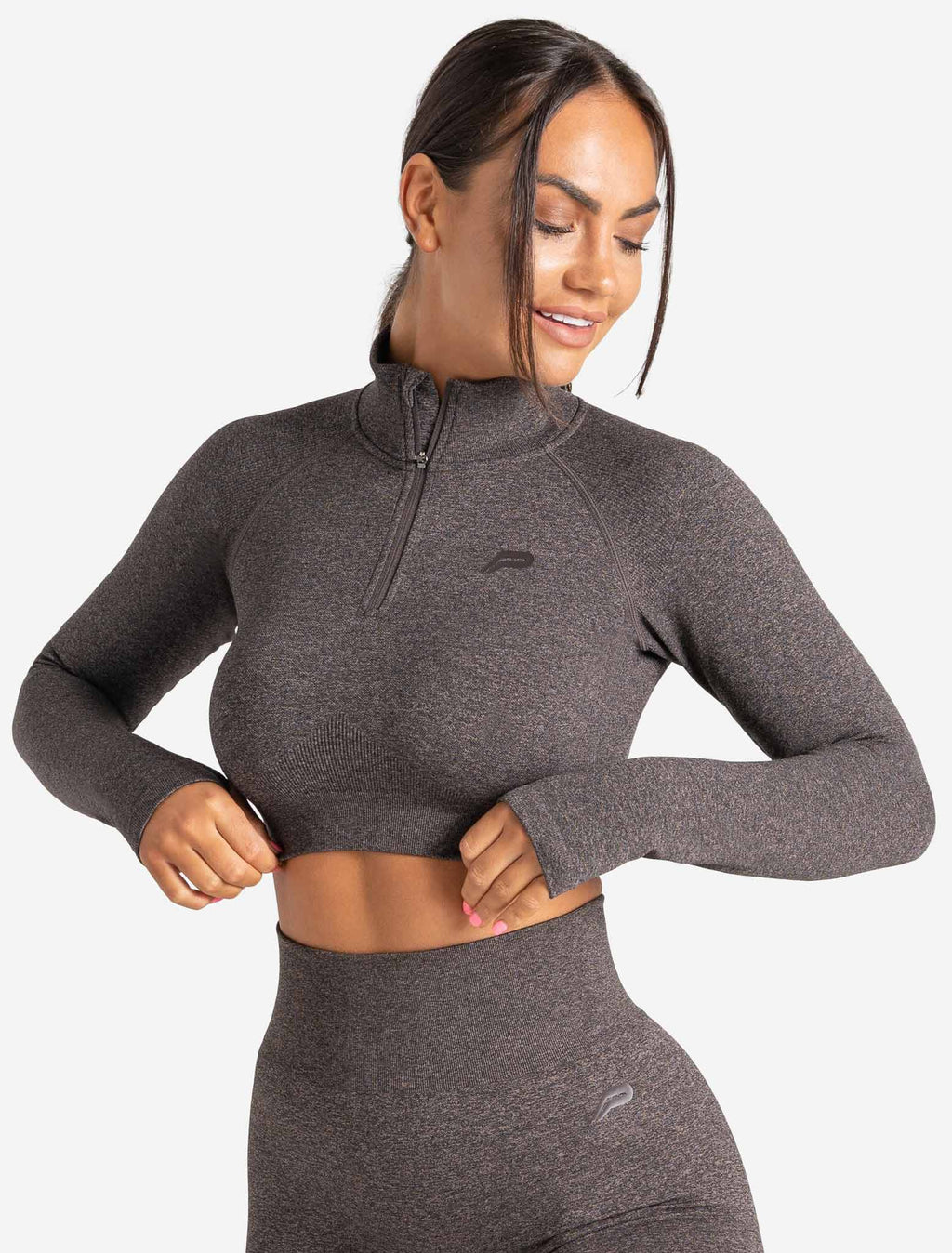 products/womens-core-seamless-crop-12-zip-brown-marl.jpg