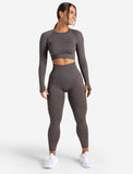 Womens-Core Seamless Leggings / Brown Marl