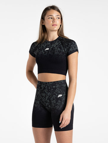 Cosmic Seamless Crop Top / Black Ombre-T-Shirts & Tops-Womens