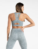 Cosmic Seamless Sports Bra / Teal Ombre-Sports Bras-Womens