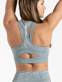Cosmic Seamless Sports Bra / Teal Ombre-Sports Bras-Womens