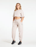 Oversized Fleece Joggers / Stone-Joggers & Bottoms-Womens