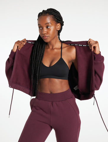 Select Crop Jacket / Black Cherry-Jackets & Hoodies-Womens
